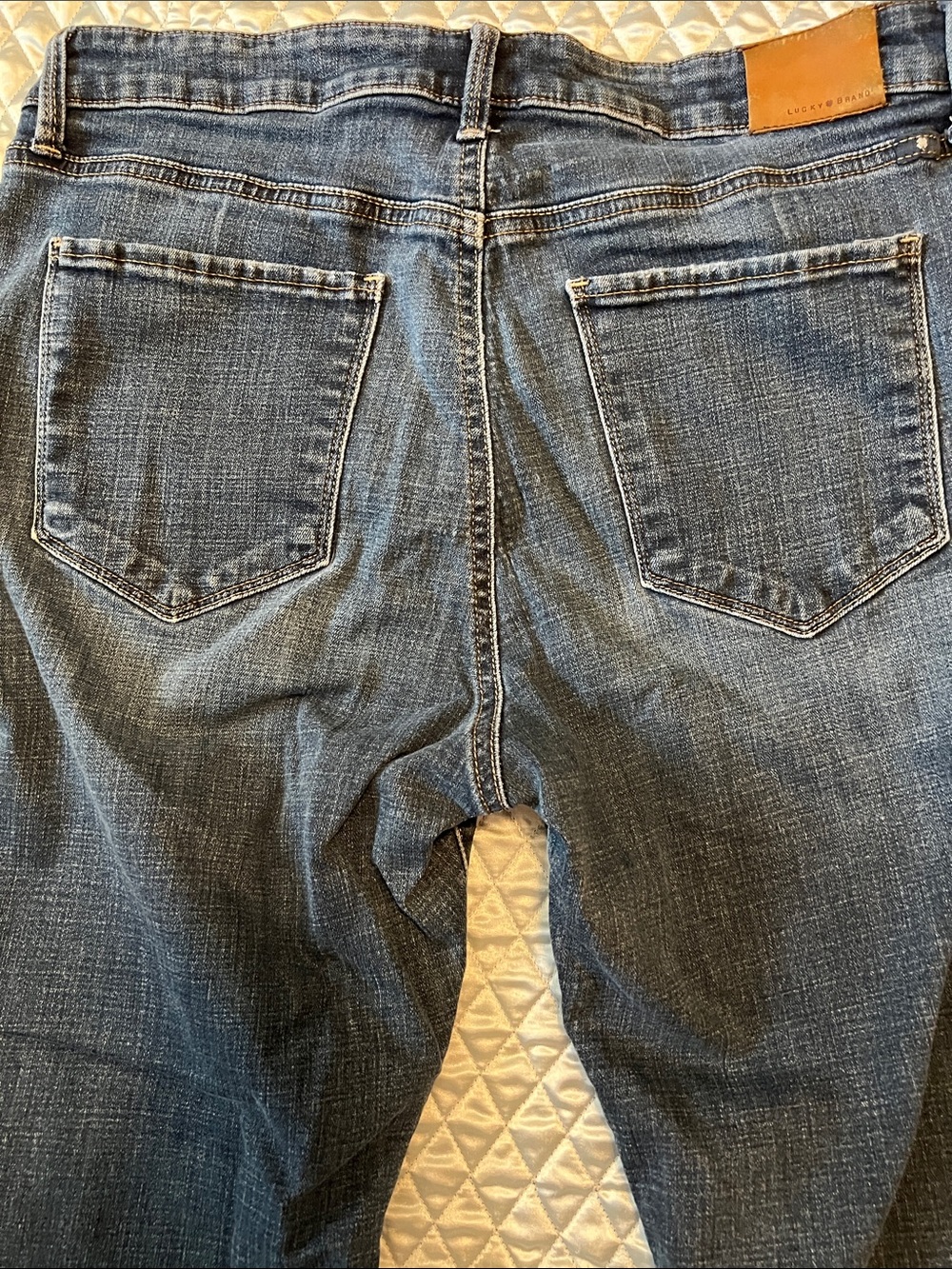 Lucky Brand Indigo Denim Jeans with Tan Leather Patch - Picture 5 of 14